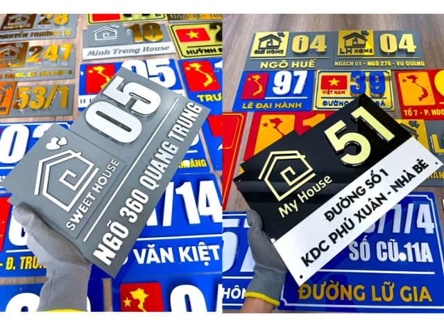 Bảng số nhà Alu chữ nổi đẹp