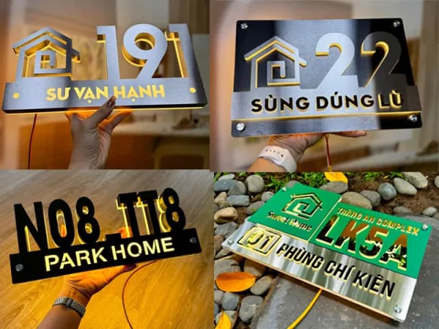 Bảng số nhà có đèn LED sáng rõ ban đêm
